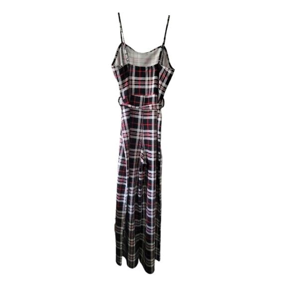 Large Almost Famous black red and white plaid jumpsuit with matching belt - Picture 2 of 4